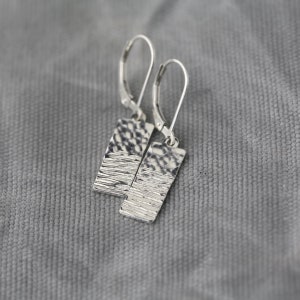 Dainty Hammered Silver Minimal Earrings Sterling Silver Lever-back Earrings Dangle Minimalist Earrings Gift for Her image 7