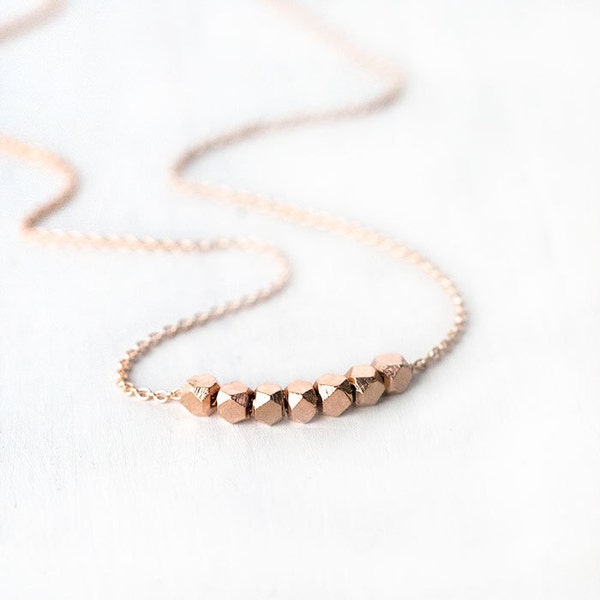 Rose Gold Nuggets Necklace / Simple Minimalist Pink Gold Jewelry / 24K Rose Gold Vermeil on 14K Rose Gold Filled Chain