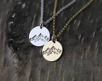 Hand Stamped Mountain Necklace in Sterling Silver or Gold Filled • Minimalist Nature Inspired Alaska Necklace • Handmade Jewelry by Burnish