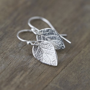 Sterling Silver Leaf Earrings Handmade • Minimalist Dainty Earrings • Handmade Modern Jewelry for Women • Gift for Her
