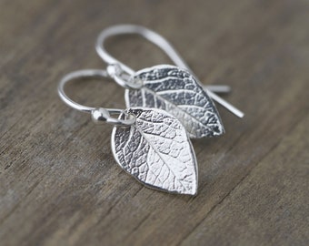 Sterling Silver Leaf Earrings Handmade • Minimalist Dainty Earrings • Handmade Modern Jewelry for Women • Gift for Her