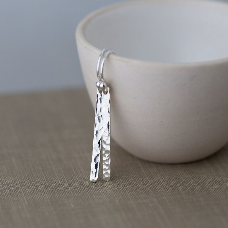 silver bar drop earrings