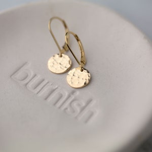 Tiny Hammered Gold Lever-Back Earrings, Handmade Small Dangle Earrings Leverback, Gold Filled Lever Back Earrings image 8