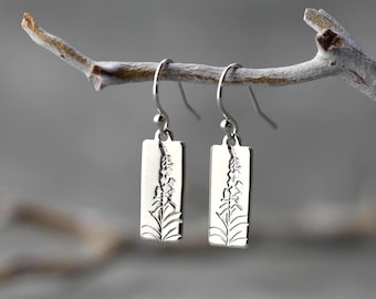 Sterling Silver Fireweed Earrings • Handmade Alaskan Nature Inspired Lever-back Earrings