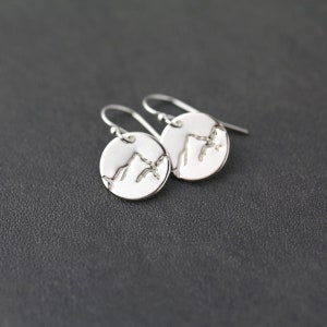 Sterling Silver Mountain Earrings • Minimalist Hand Stamped Alaska Wanderlust Nature Jewelry • Alaskan Made Gift