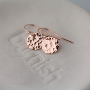 Hammered Rose Gold Earrings Gift for Women Rose Gold Jewelry Birthday Gift for Wife Rose Gold Filled Dangle Earrings image 5