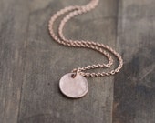 Simple Tiny Rose Gold Disc Necklace / Minimalist Rose Gold Everyday Jewelry by burnish