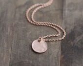 Simple Tiny Rose Gold Disc Necklace / Minimalist Rose Gold Everyday Jewelry by burnish