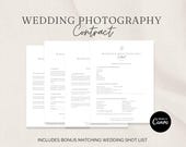 Editable Wedding Photography Contract Template: Photography Forms + Bonus Shot List (Canva Templates)