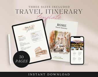 Rom Reiseplaner – Reiseplaner in Wasserfarben-Optik für iPad, Tablet & Smartphone – Bearbeitbarer Rom-Reiseplaner