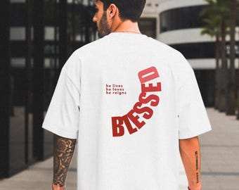 Blessed faith Tshirt men, Christian Tshirt,Faith over Fear Tee,Yeshua Shirt,King's Child,Unisex Streetwear,pastor gift, Easter gift boy/men