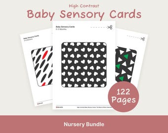 High Contrast Baby Sensory Cards, Newborn Visual Stimulation, 0-6 Months Brain Development (Instant Download)