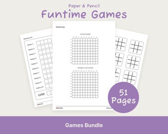 Paper and Pencil Games Bundle, Funtime Games, Printable PDF (Digital Download)