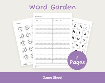 Word Garden Game, Printable Family Activity (Digital Download)