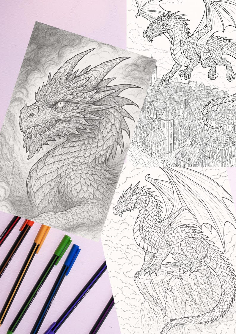 Fantasy Creatures Coloring Pages for Adults – Mystical Realms (PDF ...