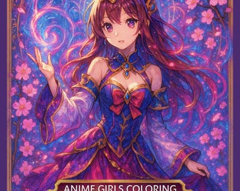 Kolorowanka z dziewczynami z anime w formacie PDF – 12 skomplikowanych kolorowanek z mangą i kawaii + bonus | Kolorowanka dla dorosłych do druku | Pobierz cyfrowo