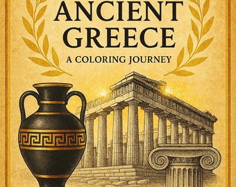 Ancient Greece Adult Coloring Book | 12 Pages + Bonus | A4 Printable Stress Relief Art