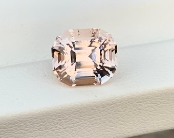 4.00 Ct Imperial Peach Topaz: Step Asscher Cut Gemstone from Katlang Pakistan