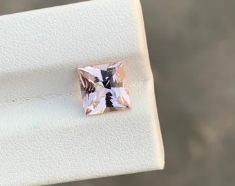 2.85 Carat Natural Orangish-Pink Imperial Topaz – Princess Cut Gemstone from Katlang, Pakistan