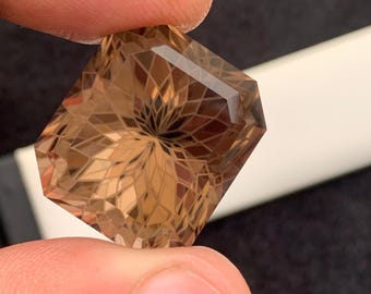Natural Smoky Quartz  65.55 Carat Fancy Flower Cut Step Faceted Pakistan