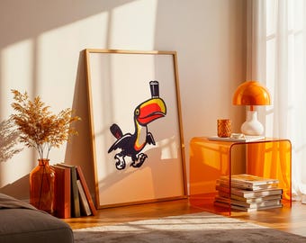 Guinness Toucan Poster – 1960s Style Retro Wall Art (Giclée Print)