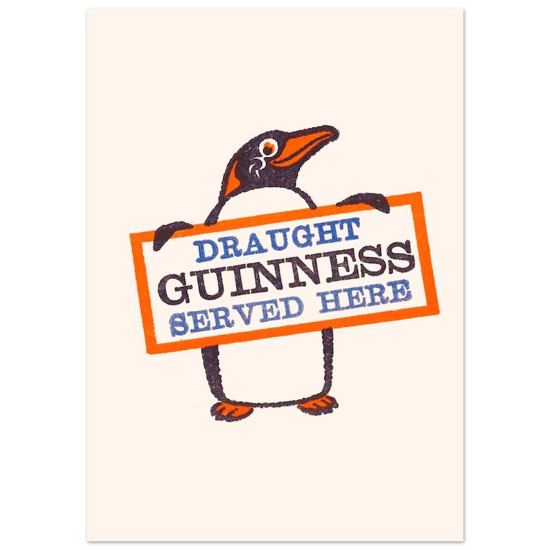 Guinness Penguin - Vintage Beer Art – 1960s Poster – Restored Retro Wall Art – Giclée Print image 5