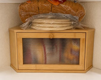 Vintage 1950s Decoware Bread Box: Red Lid, Fruit Motif, MCM