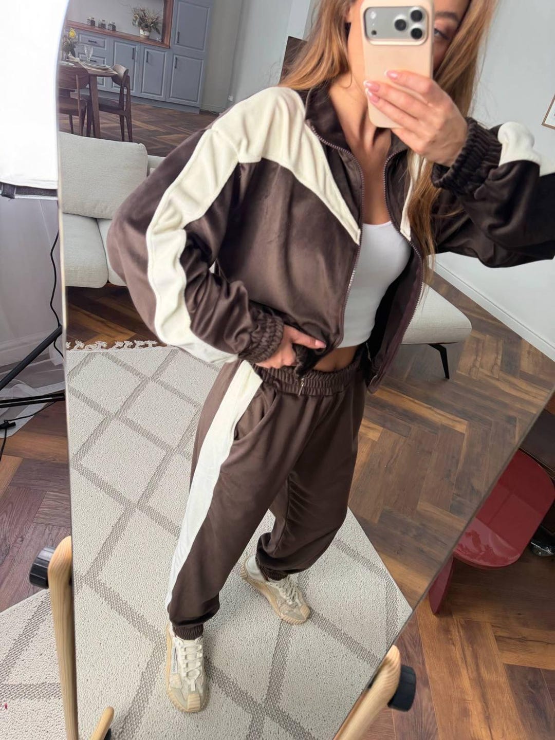 Trendy Velour Tracksuit Set, Womens Sport Chic Suit, Spring Tracksuit ...
