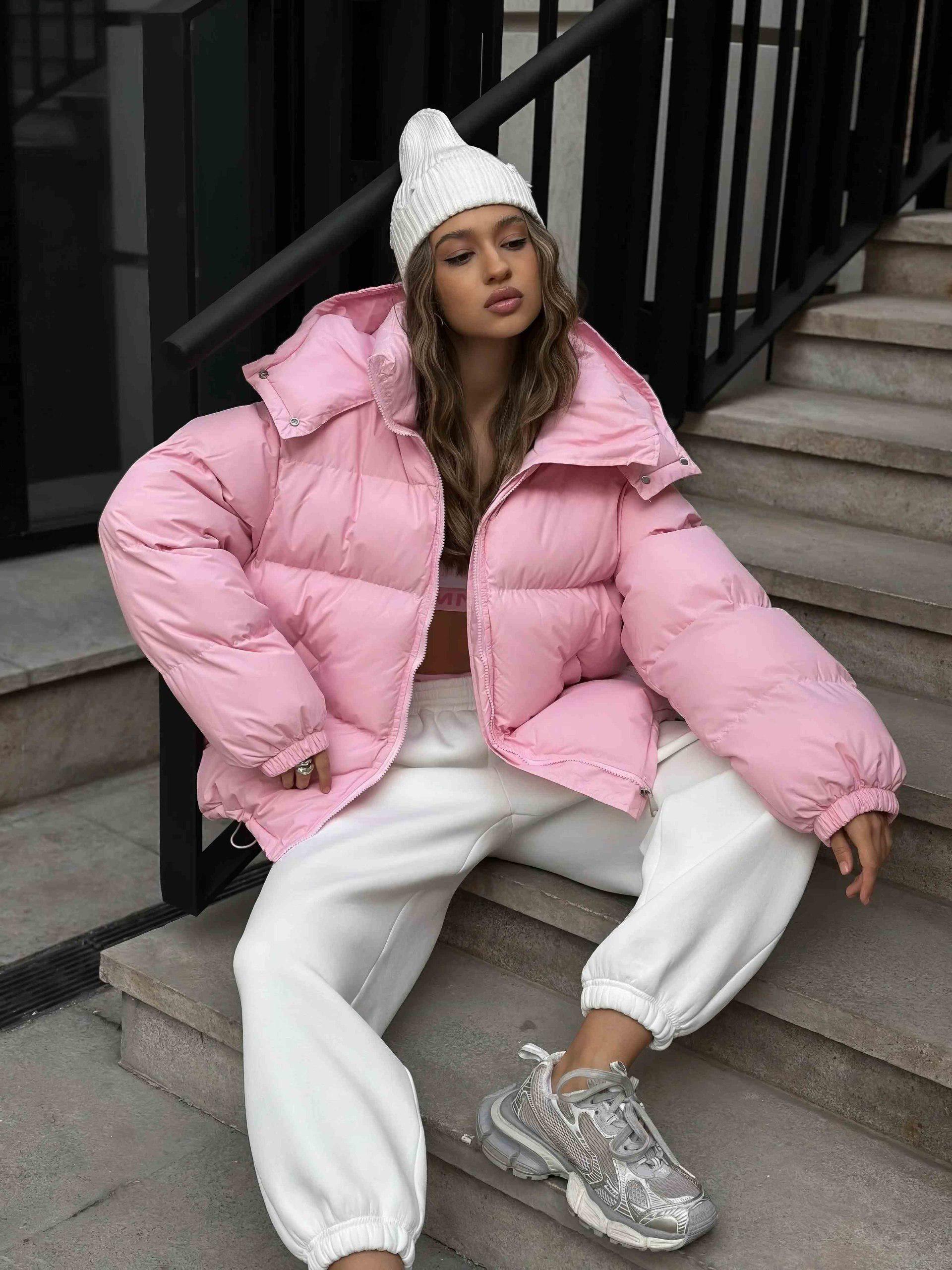 Women's Oversized Winter Jacket, Warm Padded Puffer Coat, Matte