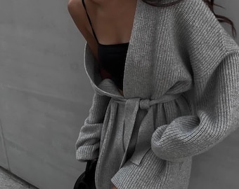 Knitted Oversized Cardigan for Women, Chunky Soft Sweater, Cozy Open Front Knitwear, Fall & Winter Loungewear, Made in Ukraine