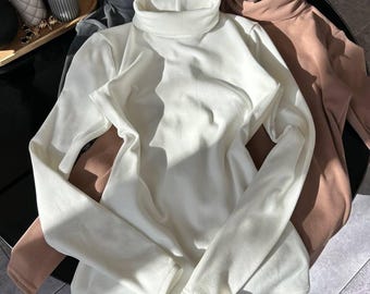Women’s Thermal Turtleneck Top, Soft Dense Warm Fabric Base Layer, Cozy Winter Essential, Breathable Stretch Golf Top, Made in Ukraine