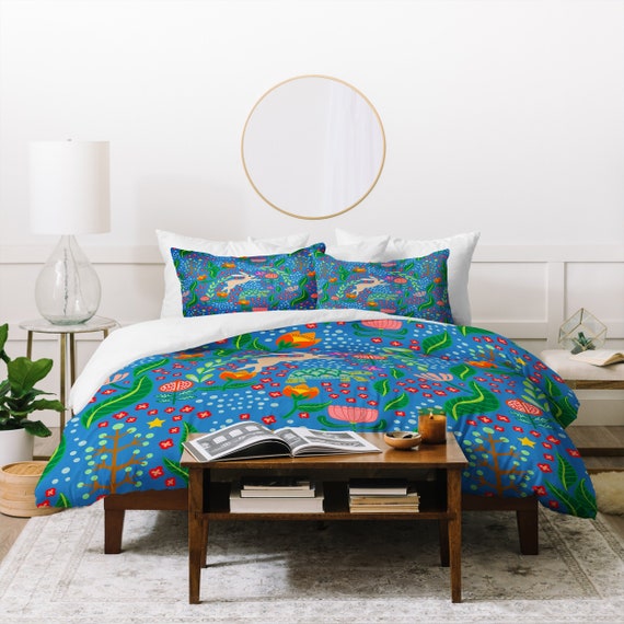 Tortoise And The Hare Duvet Cover With Pillow Shams Cute Kids Children Room Bedding Birthday Gift Idea Blue Fl Garden Bedroom Decor