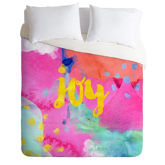 Oui Joy Twin Queen King Duvet Cover Fuchsia Pink Gold Bedding Etsy