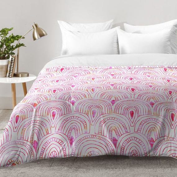 Pink Seashells Scallops Pattern Comforter Quilt Duvet Unique Etsy