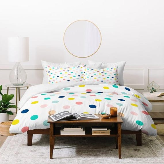 Pastel Rainbow Large Polka Dots Full Queen King Duvet Cover Etsy