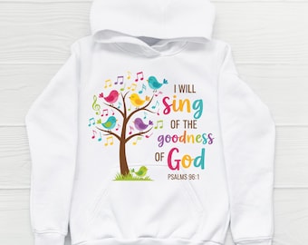 Je chanterai la bonté de Dieu PNG, verset de la Bible chrétienne en téléchargement numérique, chanson de culte PNG, fichier de Sublimation de citation de foi, impression religieuse