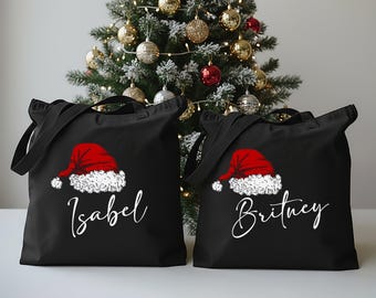 Custom Christmas Tote Bags: Personalized Santa Hat Totes