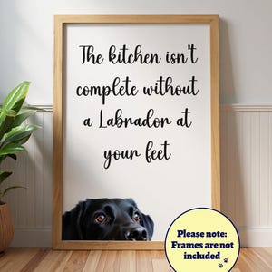 Labrador Kitchen Poster: Funny Dog Lover Wall Art Gift, Pet Portrait, Black Labrador