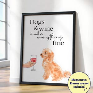 Poster Cockapoo Dogs and Wine : art mural drôle amateur de chiens de cuisine, cockapoo abricot