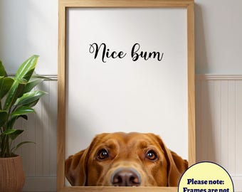 Funny Labrador "Nice Bum" Poster: Humorous Dog Wall Art, Pet Portrait, Fox Red