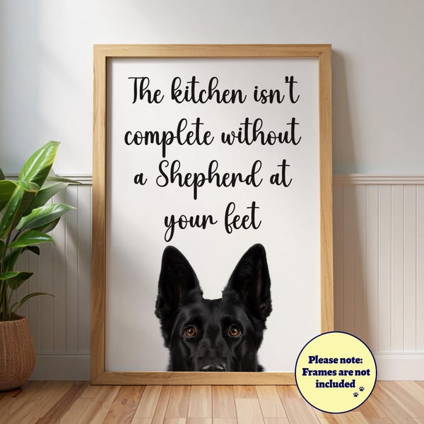 Schwarzer Schäferhund Poster: Hundeliebhaber Geschenk, GSD Wandkunst