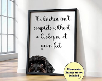 Funny Cockapoo Kitchen Poster: Dog Lover Gift, Pet Portrait, Black Cockapoo