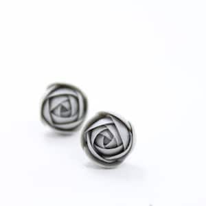 Silver Ranunculus Stud Earrings Wholesale Small Hypoallergenic Flower Studs Birthday Wedding Bridal Women Jewelry Earrings Women Accessory image 1