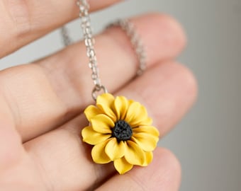 Yellow Sunflower Necklace Jewelry. Choker Sunflower. Flower Necklace. Sunflower Pendant.