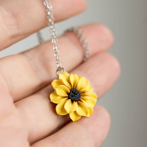 Handmade Polymer Clay Sunflower Necklace: Hypoallergenic Jewelry
