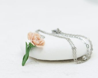 Fiore di nascita di gennaio, collana di garofani - Gioielli di compleanno personalizzati - Regalo di compleanno personalizzato per lei