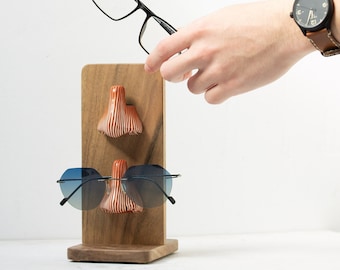 Unique Wooden Eyeglasses Stand for Organization, Glasses Holder for Desk, Sunglasses Display Rack, Handcrafted Spectacle Accessories