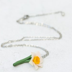 Daffodil Necklace, Flower Charm Necklace, March Birth Flower birth flower necklace march image 9