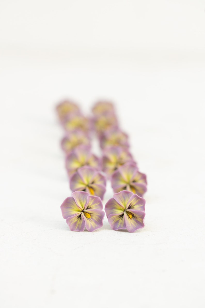 Pastel Pink Pansy Earrings Stud earrings Flower Stud Earrings Jewelry, Hypoallergenic Studs image 9