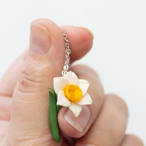 Daffodil Necklace, Flower Charm Necklace, March Birth Flower birth flower necklace march image 5